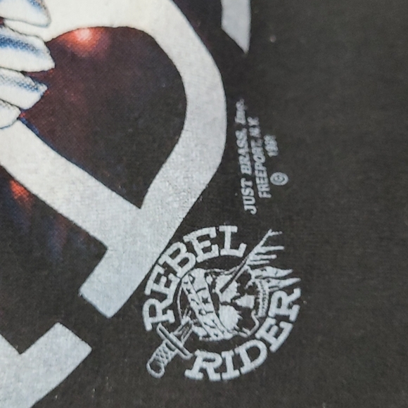 vintage 90s Rebel Rider Skull Motorcycle XL Just Brass t-shirt crew neck - Picture 4 of 7